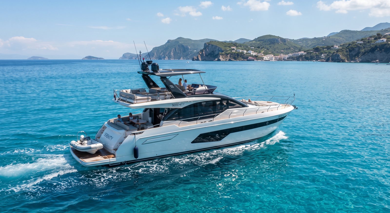 Motor yacht at cruise — Sky Mobile Detailers marine program
